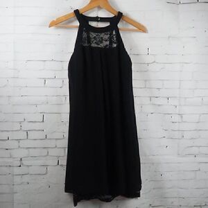 BCX DRESS BLACK HIGH NECK LACE DETAIL COCKTAIL PARTY WEDDING DRESS SIZE XS
